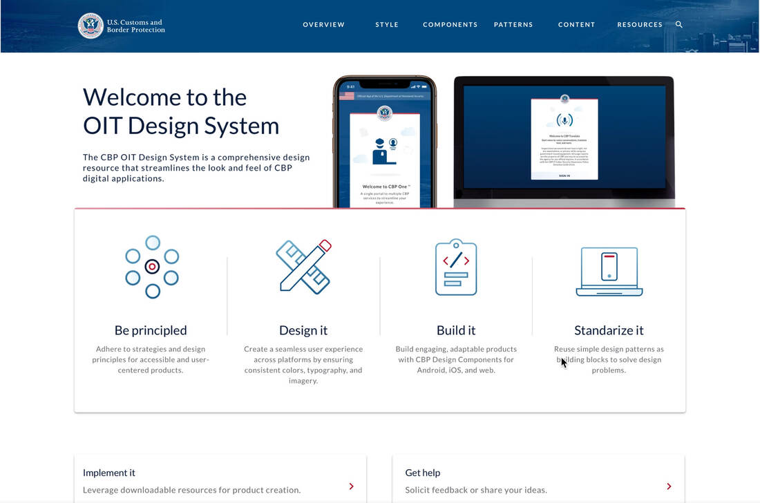 The OIT Design System website: style, components, patterns, and content guidance for CBP digital applications